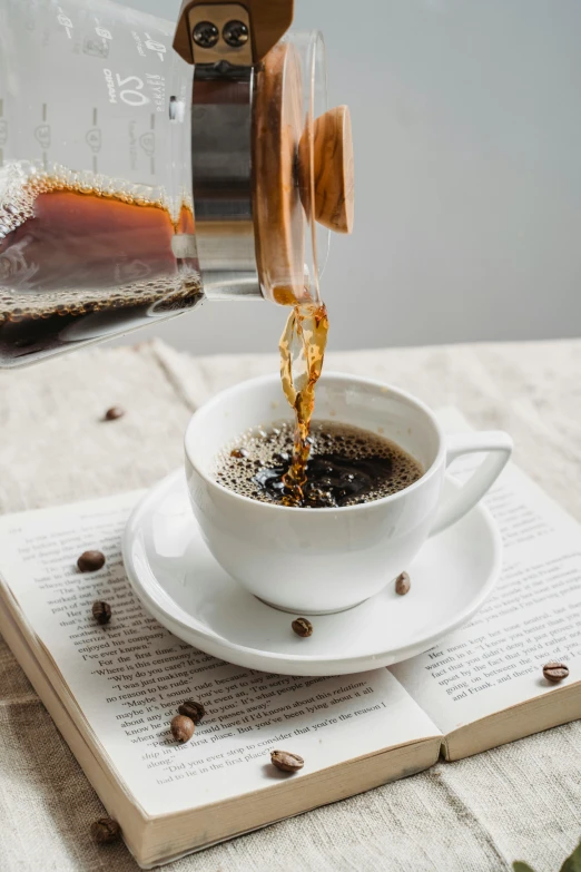 a person pouring coffee into a cup on top of a book, profile image, thumbnail, recipe, large)}]