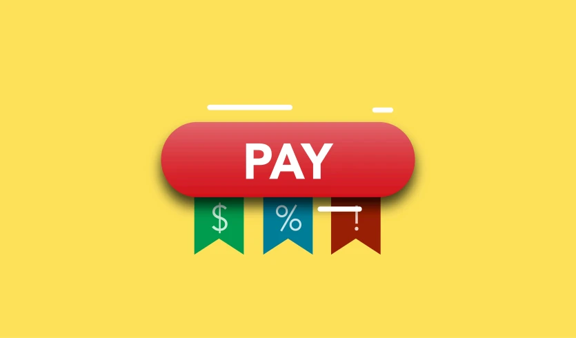 a sign that says pay on a yellow background, pixabay, visual art, infographic style, yellow and red, 2d icon, detailed screenshot