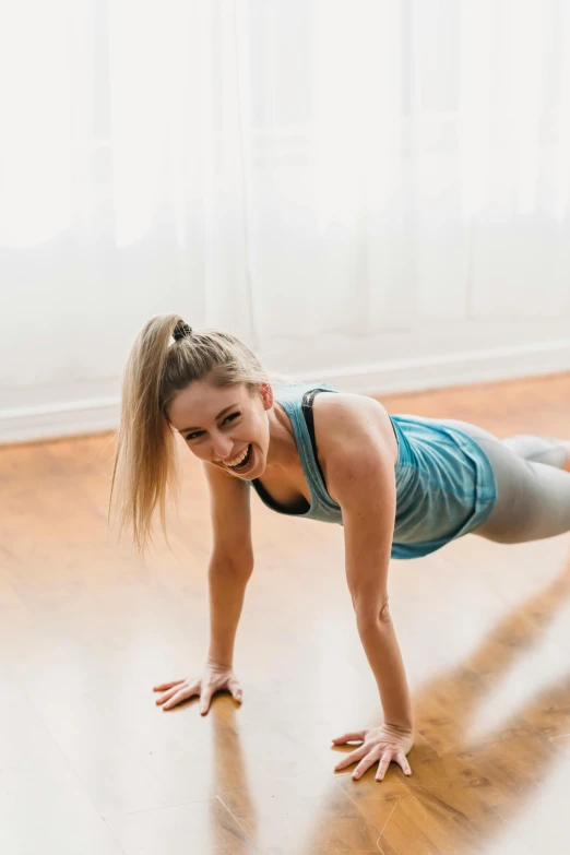 a woman doing a plank plank plank plank plank plank plank plank plank plank plank plank plank plank plank plank plank plank plank plank plank plank plank plank, by Arabella Rankin, pexels contest winner, smiling and dancing, hexagonal shaped, kailee mandel, lachlan bailey