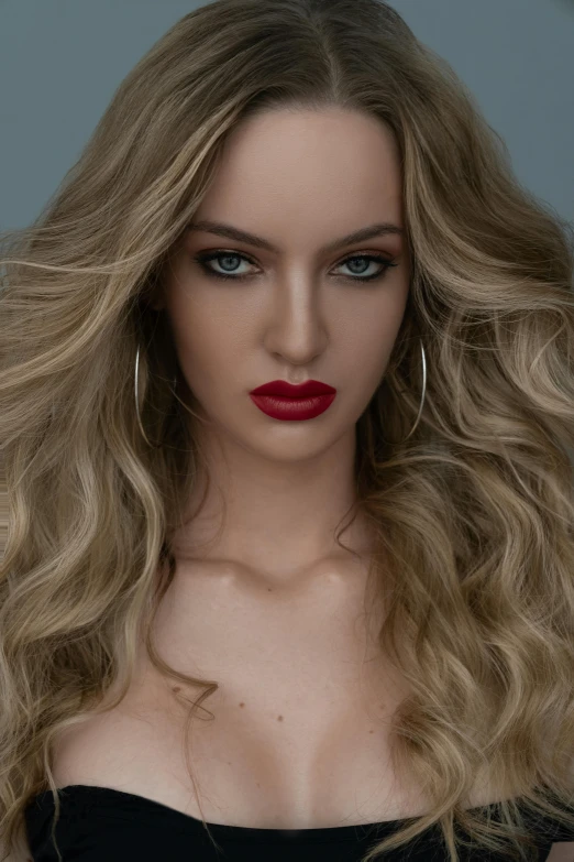 a woman with long blonde hair posing for a picture, inspired by Károly Lotz, on a mannequin. high resolution, neck zoomed in from lips down, 5 0 0 px models, 4k headshot photography