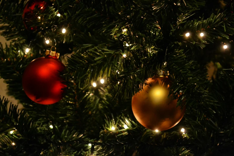 a close up of a christmas tree with ornaments, by David Simpson, pexels, evening lighting, panels, 15081959 21121991 01012000 4k