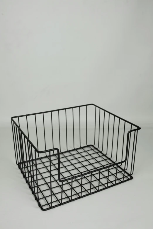 a black wire basket on a white background, by Adam Rex, cupboards, -n 5, commercial, cellar