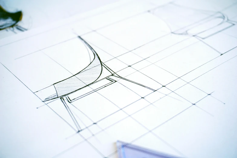 a drawing of a chair sitting on top of a table, behance, altermodern, engineering blueprints, smooth curvilinear design, high angle close up shot, design thinking