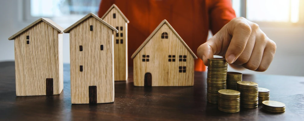 a person putting coins in front of wooden houses, pexels contest winner, renaissance, tabletop model, simple stylized, thumbnail, inspect in inventory image