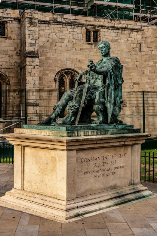 a statue of a man on a horse in front of a building, seated on a throne, daniel oxford, deep in thought, thumbnail