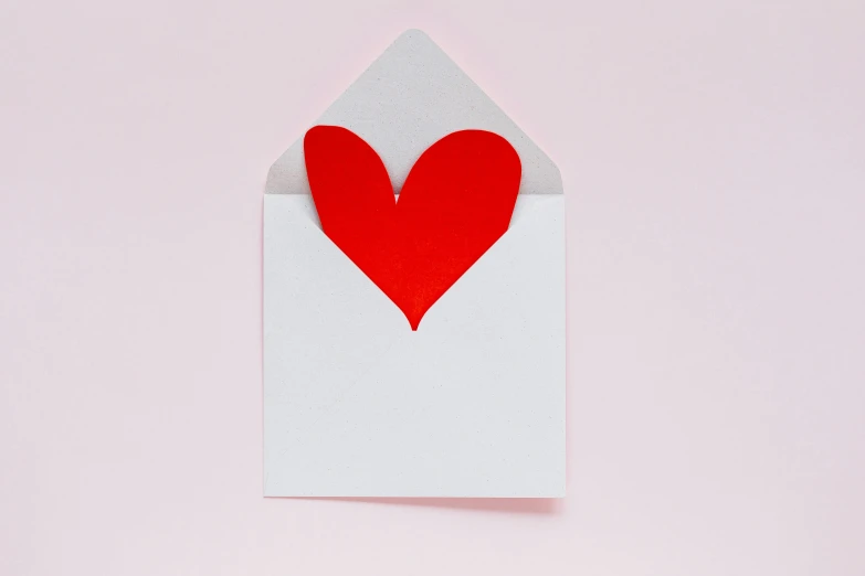 a white envelope with a red heart cut out of it, pexels contest winner, pink, instagram post, small, diecut