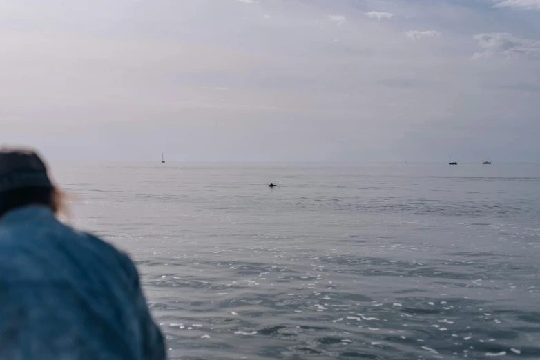 a man standing on top of a boat in the ocean, a picture, unsplash, happening, whales, human staring blankly ahead, nathan for you, still from the movie