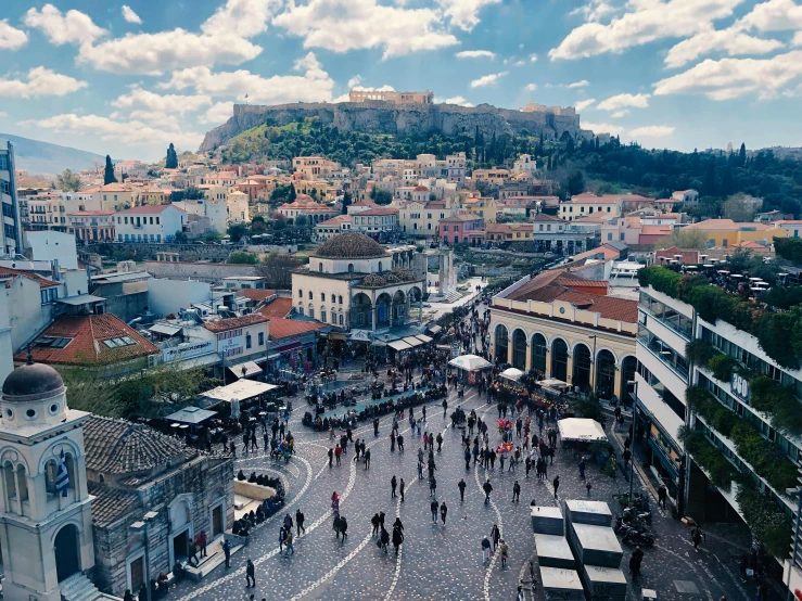 a view of a city from the top of a hill, pexels contest winner, renaissance, greek, square, thumbnail, jen atkin