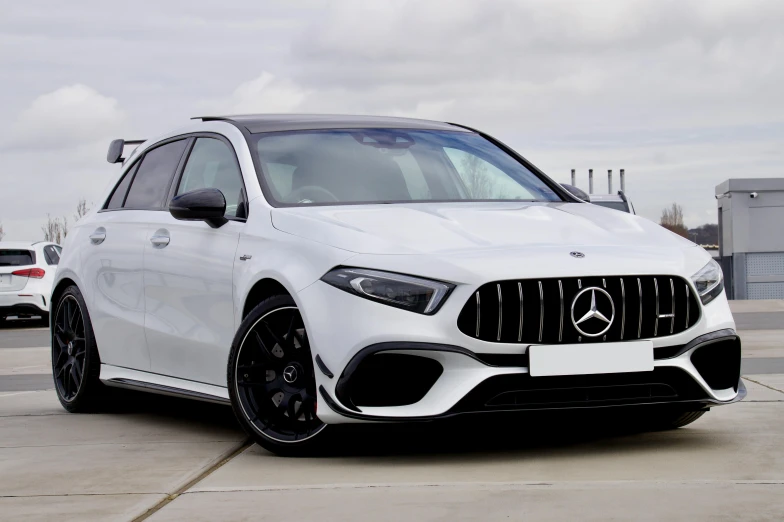 a white mercedes is parked in a parking lot, pexels contest winner, square, glossy white metal, extra high resolution, foam