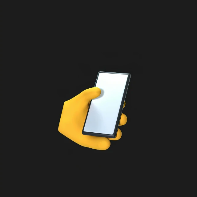 a person holding a smart phone in their hand, by Android Jones, conceptual art, black. yellow, 3d minimalistic, still frame from the simpsons, black mirror series