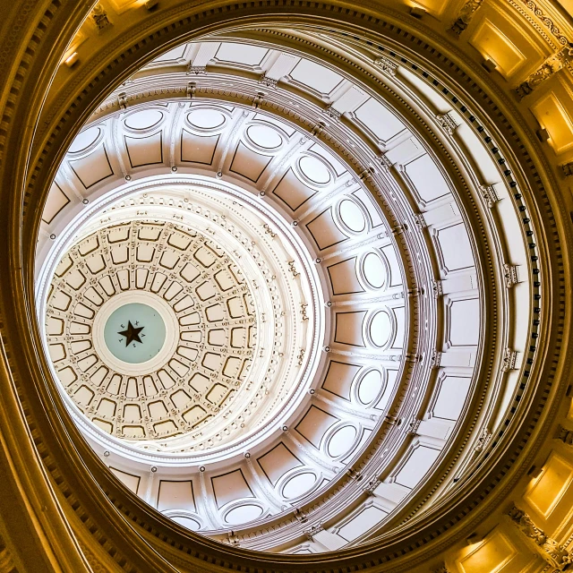 a view looking up at the dome of a building, by Winona Nelson, pixabay contest winner, visual art, tx, circle, politics, higly detailed masterpiece