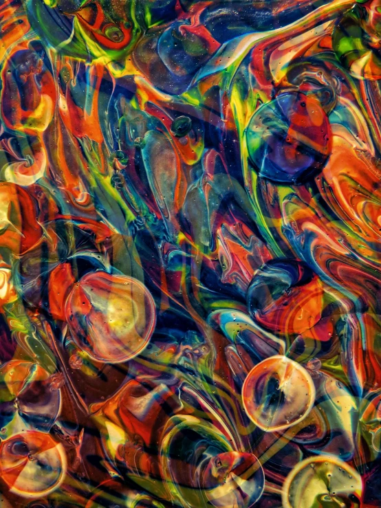 a painting with many different colors on it, inspired by Umberto Boccioni, trending on pexels, iridescent soapy bubbles, digital art”, marbles, in rich color