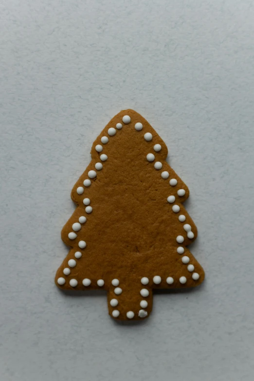 a close up of a cookie shaped like a christmas tree, a stipple, pexels, hurufiyya, ginger, 33mm photo, made of glazed, overview