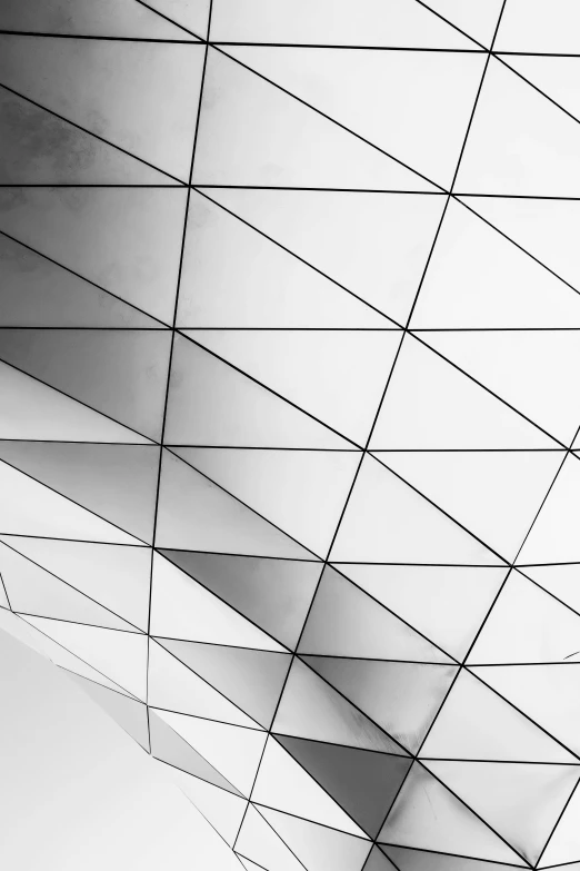 a black and white photo of a building, an abstract drawing, inspired by Zha Shibiao, unsplash contest winner, polygonal iron steel walls, gradient, square, glossy white
