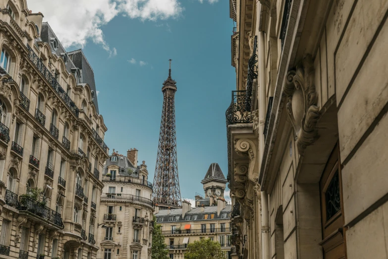 the eiffel tower towering over the city of paris, inspired by Albert Paris Gütersloh, pexels contest winner, paris school, streetscape, neoclassical tower with dome, brown, brutalist buildings tower over