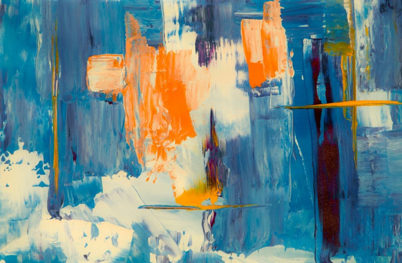 an abstract painting with orange and blue colors, pexels contest winner, abstract expressionism, freezing, 144x144 canvas, blue, 15081959 21121991 01012000 4k