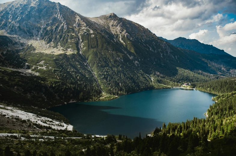 a large body of water surrounded by mountains, by Emma Andijewska, pexels contest winner, warsaw, thumbnail, crystal lake, фото девушка курит