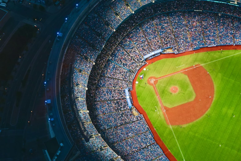 an aerial view of a baseball stadium at night, unsplash contest winner, conceptual art, one blue ) and huge bat ears, istock, stadium full of people, profile pic