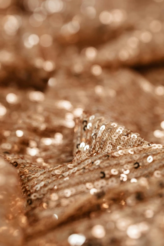 a close up of a piece of cloth with sequins on it, trending on pexels, copper, light brown, premiere, intricate image