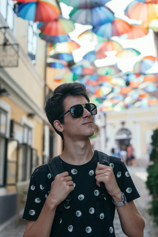 a man that is standing under some umbrellas, discord profile picture, wearing cool sunglasses, profile image, luka mivsek