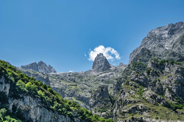 a group of people standing on the side of a mountain, by Cedric Peyravernay, pexels contest winner, les nabis, clear blue skies, photo taken from a boat, traditional corsican, high in the mountains