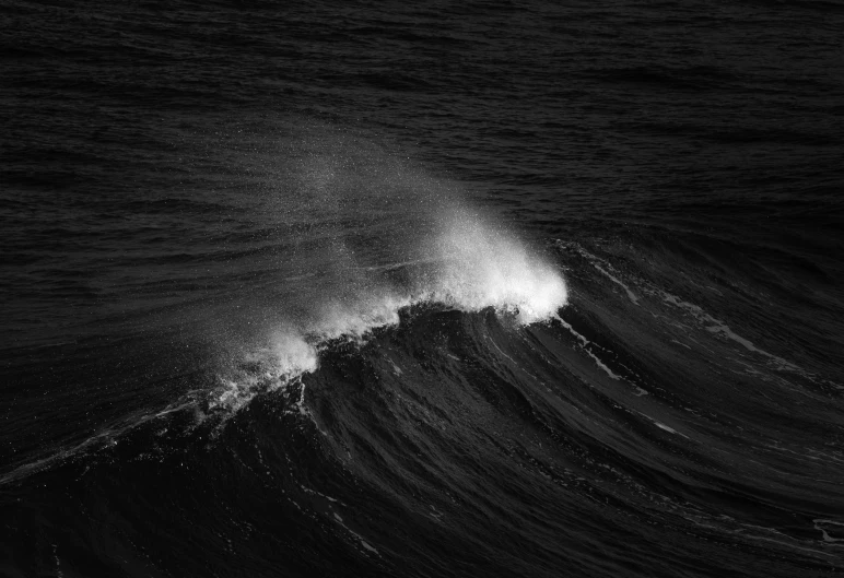 a black and white photo of a wave in the ocean, by Daniel Gelon, chiaoscuro, uploaded, fine-art, alternate album cover