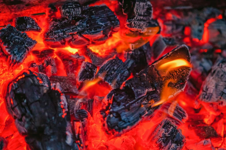 a close up of a fire with hot coal, a digital rendering, pexels contest winner, fan favorite, background image, barbecuing chewing gum, instagram post