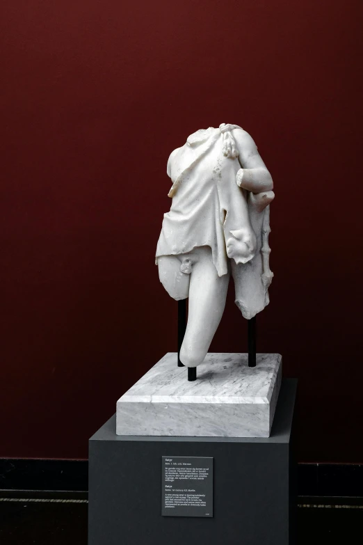 a statue of a man carrying a woman on his back, a marble sculpture, inspired by Apelles, neoclassicism, demna gvasalia, ripped up white garment, museum photography, knee