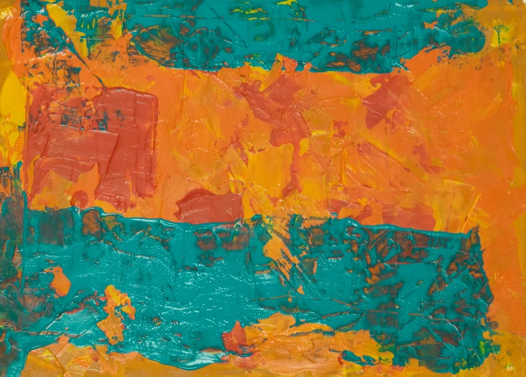 an abstract painting with orange and blue colors, trending on pixabay, abstract expressionism, striped orange and teal, layered impasto, rectangle, unknown title