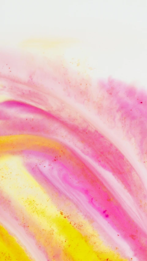 a pink and yellow painting on a white surface, pexels, swirly, waterpaint art, celebration, blushing