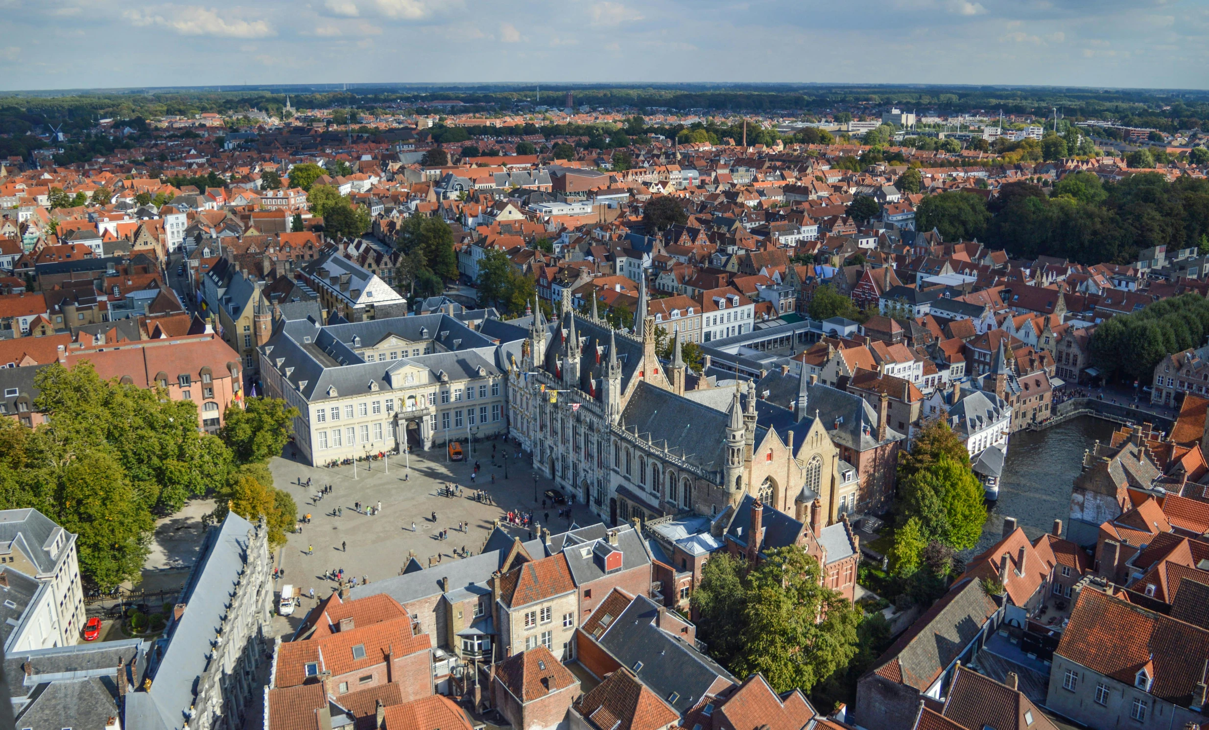 a view of a town from the top of a tower, by Jan Tengnagel, pexels contest winner, delft, square, thumbnail, high quality image