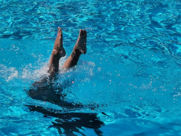 a person swimming in a pool with their feet in the water, profile image, doing a backflip, tournament, fan favorite