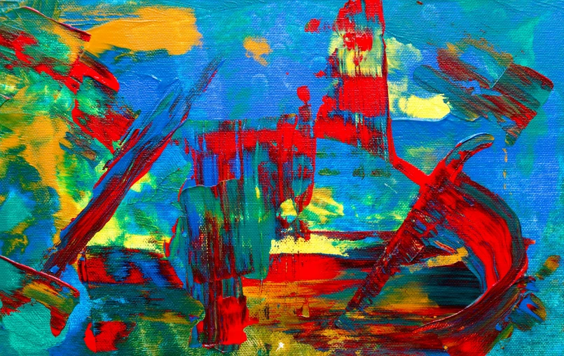 a painting of a boat on a body of water, an abstract painting, inspired by Richter, pexels, abstract expressionism, red blue, beautiful art uhd 4 k, full of colour 8-w 1024, looking threatening