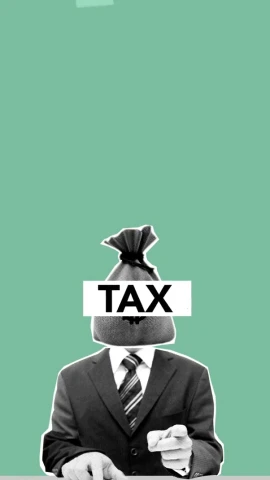 a man in a suit with a bag of money on his head, by Adam Rex, conceptual art, minimalistic illustration, instagram story, thumbnail, pixvy