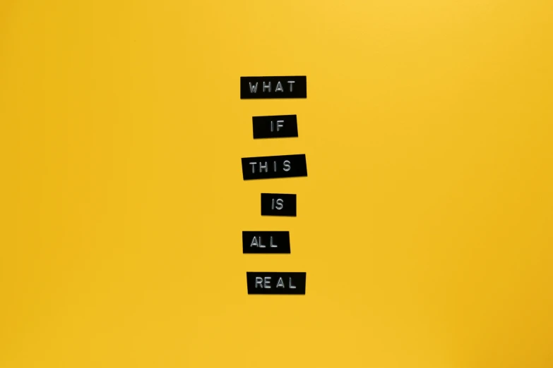 a yellow wall with the words what is this all written on it, by Adam Pijnacker, unsplash, realism, be real, minimalist sticker, reality tv, instagram story