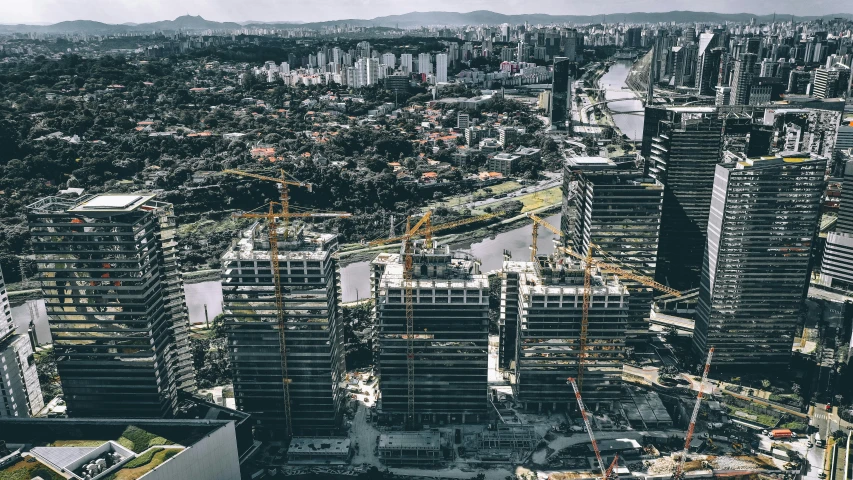 a large city with lots of tall buildings, by Joze Ciuha, pexels contest winner, brutalism, under construction, brazilian, isometric, thumbnail