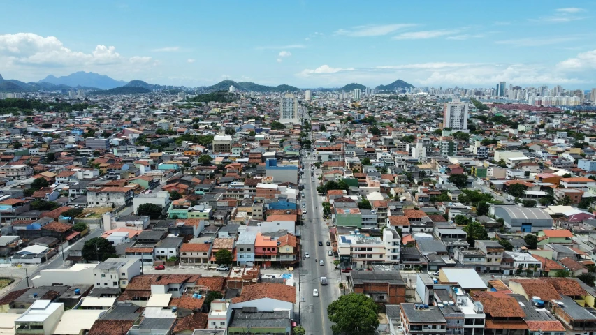 an aerial view of a city with lots of buildings, by Felipe Seade, pexels contest winner, hyperrealism, brazilian, square, ultra wide horizon, a wooden