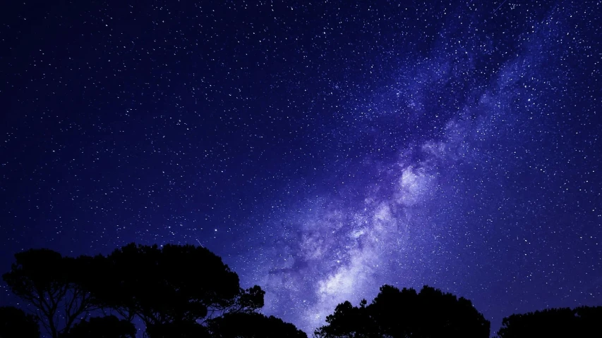 a night sky filled with lots of stars, an album cover, trending on pexels, light and space, the milk way, australian winter night, dark blue, purple