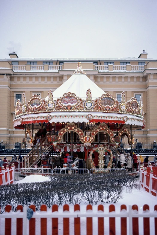 a merry merry merry merry merry merry merry merry merry merry merry merry merry merry merry merry merry, an album cover, inspired by Vasily Surikov, pexels contest winner, baroque, fairground rides, photo taken on fujifilm superia, covered with snow, royal palace