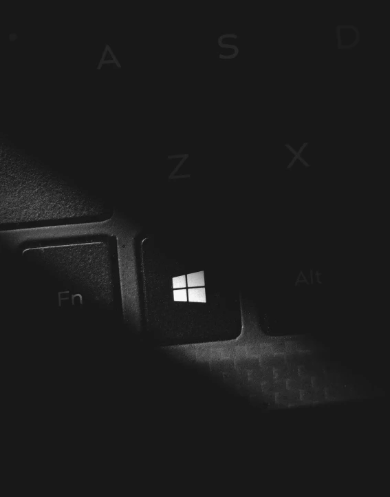 a black and white photo of a keyboard, by Elsa Bleda, unsplash, postminimalism, microsoft windows logo, with a square, dark!!!, my computer icon