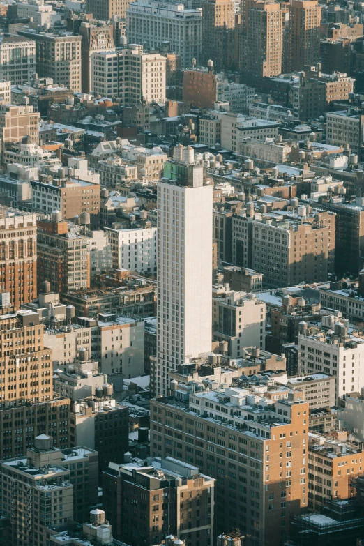 a view of a city from the top of a building, trending on unsplash, modernism, tall thin build, new york background, white buildings, slide show