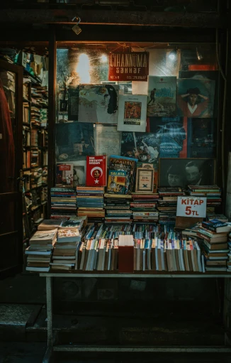 a book store filled with lots of books, a picture, pexels contest winner, fallout style istanbul, gif, low key, turkish and russian