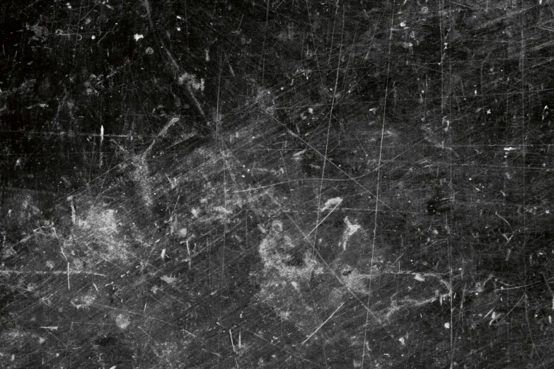 a black and white photo of a dirty surface, by Leo Goetz, highly detailed-h 704, metal skin with some scratches, space debris, 4 0 9 6