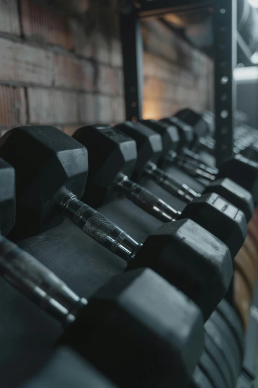 a row of dumbbells on a rack in a gym, by Ryan Pancoast, pexels contest winner, paul barson, lifting weights, thumbnail, animation