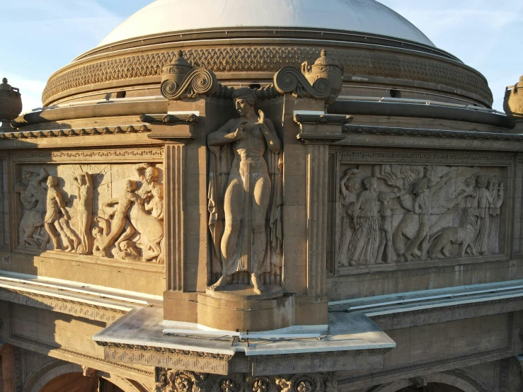 a large building with a dome on top of it, a statue, inspired by Sir Jacob Epstein, renaissance, roman bath, with intricate details, studio ghibili, intricate details photograph