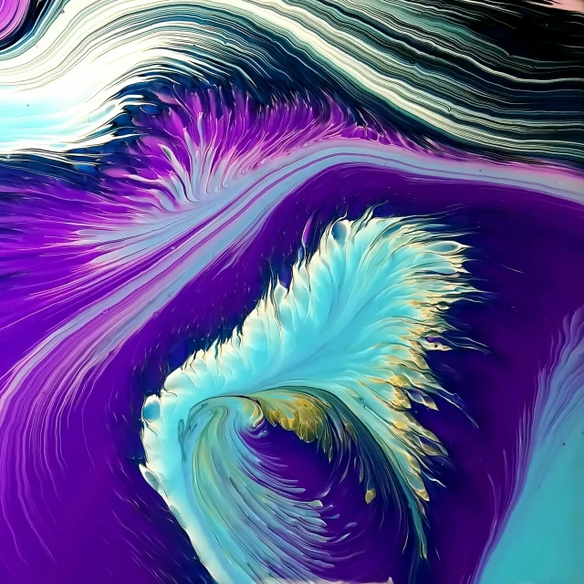 a close up of a painting of a wave, an ultrafine detailed painting, by George Aleef, trending on pexels, abstract art, purple feathers, digital art hi, instagram photo, fractals!! water
