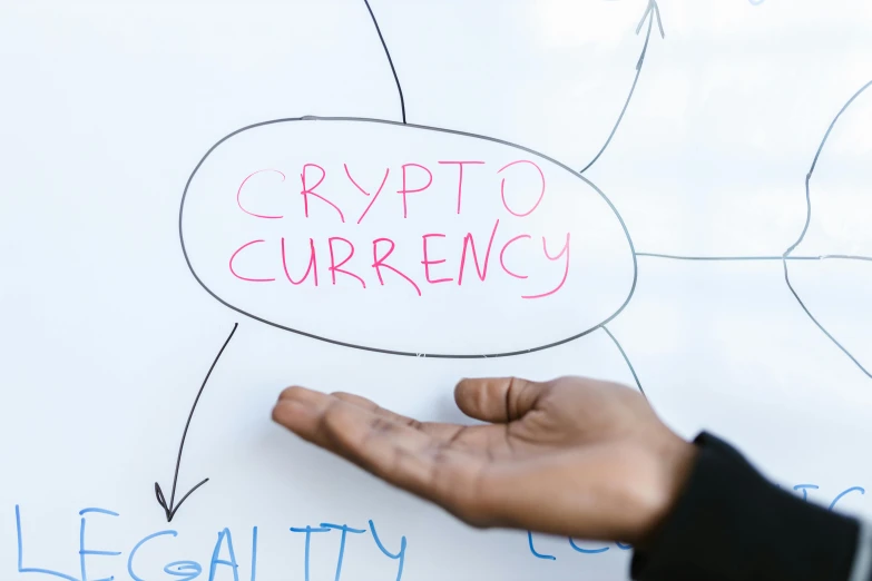 a person writing crypt currency on a whiteboard, a diagram, by Robert Richenburg, trending on unsplash, fan favorite, background image, round-cropped, close - up photo