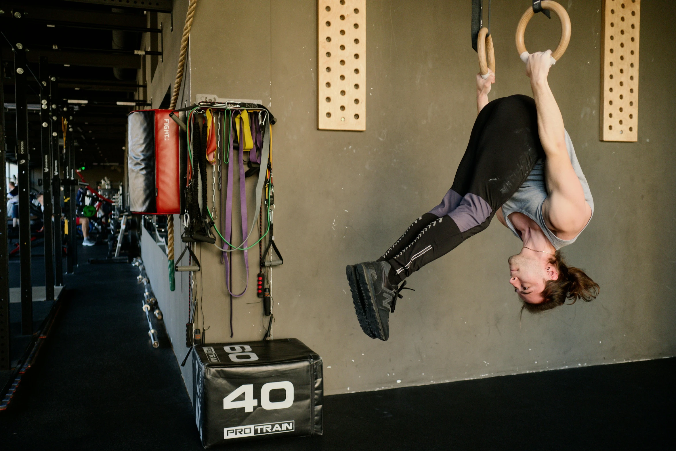 a man doing a handstand in a gym, by Jan Tengnagel, figuration libre, hook as ring, lachlan bailey, profile image