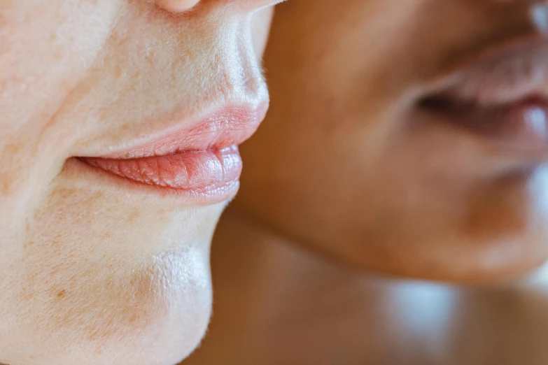 a close up of a person brushing their teeth, trending on pexels, hyperrealism, kissing each other, soft chin, chiseled jawline, illustration of to pout