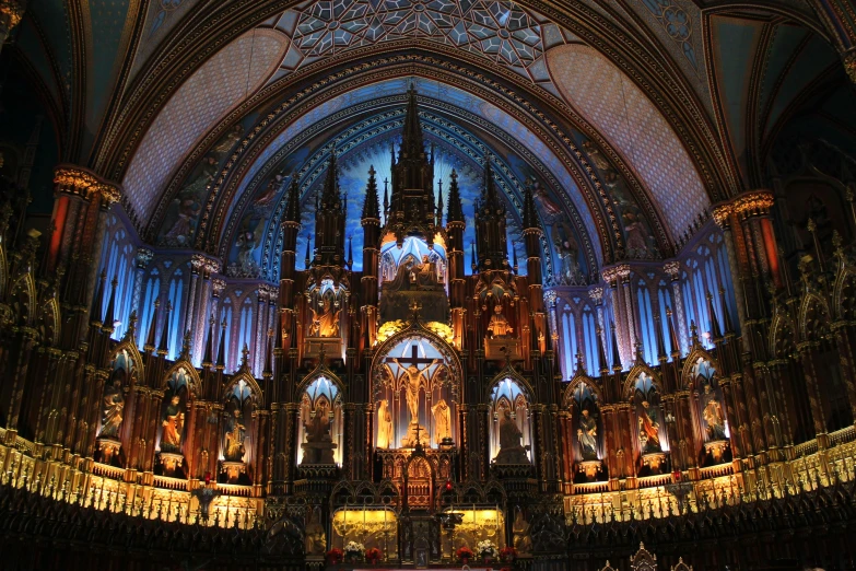 a group of people standing in front of a cathedral, an album cover, pexels contest winner, blue lamps on the ceiling, quebec, 🦩🪐🐞👩🏻🦳, on the altar